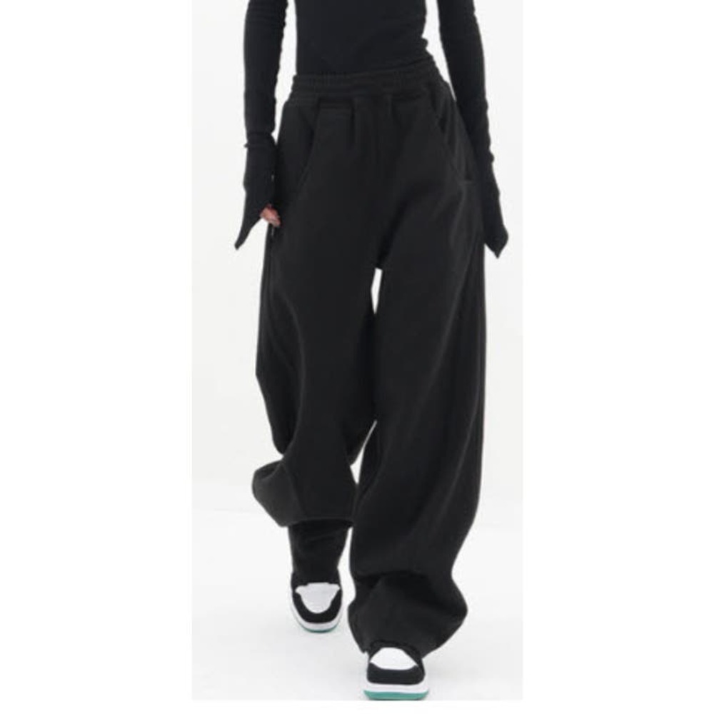 COMMENSE Baggy Solid Wide Leg Pants, Black - Size L, NWT